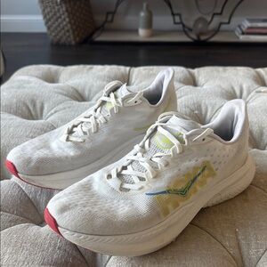 Hoka Mach 6 Men’s 12 D Athletic Shoes White‎ Yellow Red Performance Sneakers